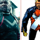 Terry Crews as Bedlam, and Bedlam as he appears in the All-New Official Handbook of the Marvel Universe #2.